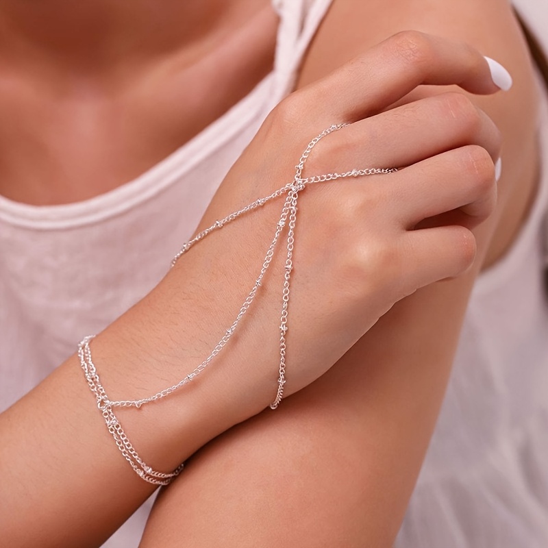 Bohemian Beaded Finger Chain Adjustable Bracelet